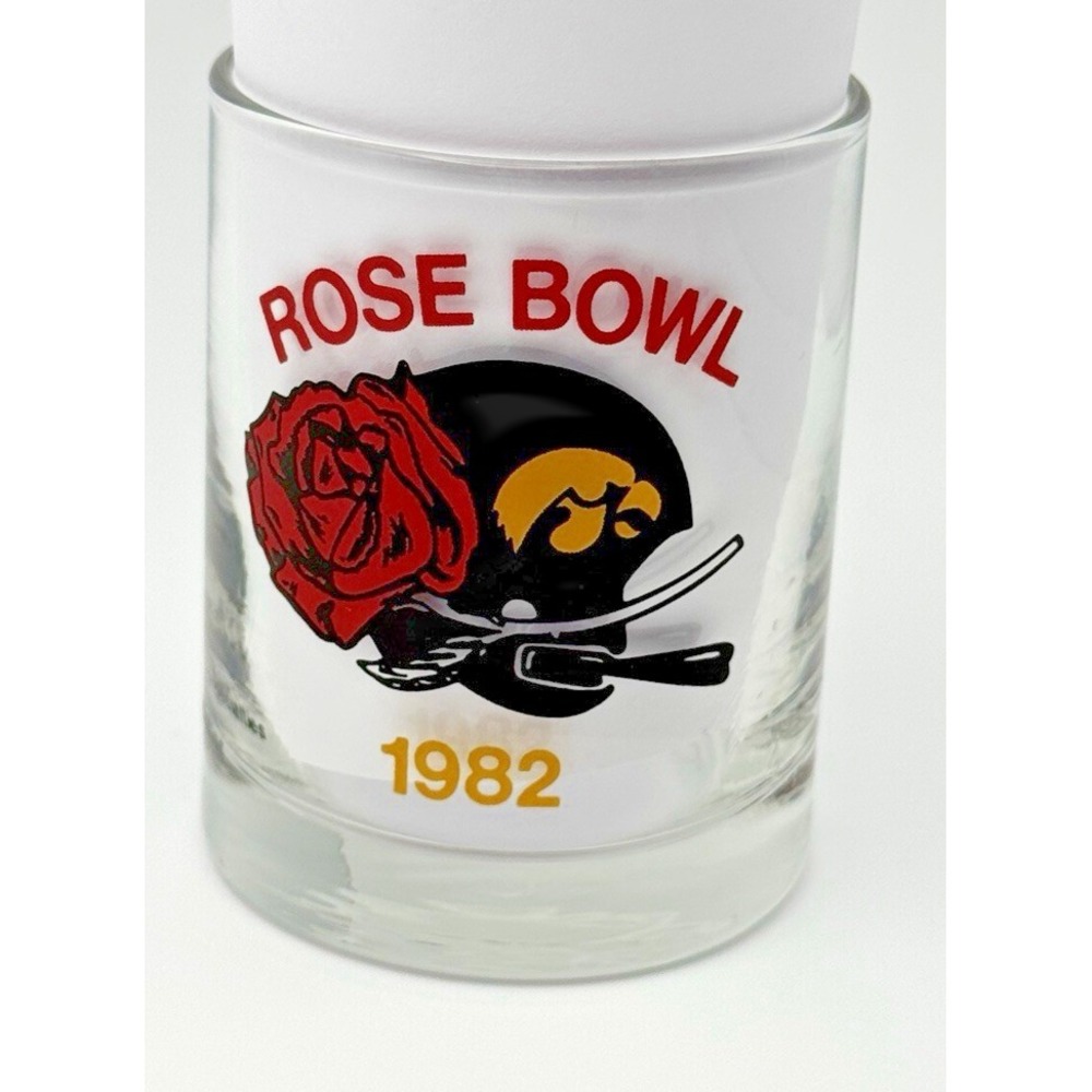 Iowa Hawkeyes 1982 Rose Bowl Game Football Helmet 2-1/2" Tall Shot Glass Vtg 80s